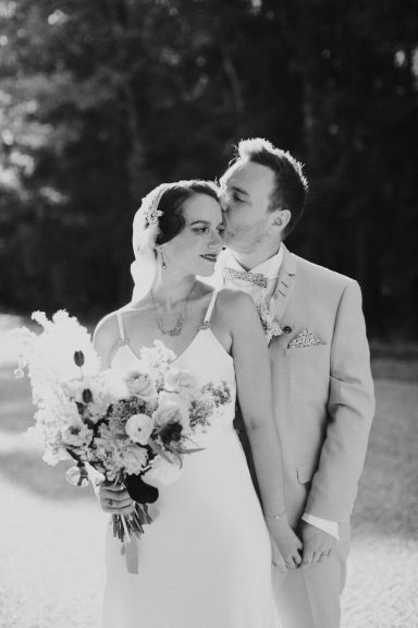 Couple, black and white, vintage bride